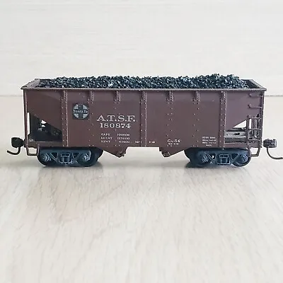Vintage HO Scale Metal 2-Bay Hopper Car With Coal Load Santa Fe ATSF 180874 • $11.95