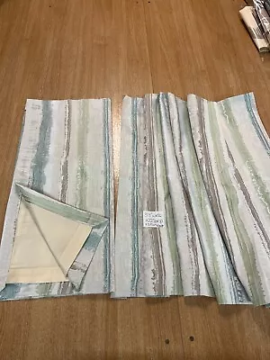 Ready Made Static Caravan Curtain Cream Multi Silk Moire Striped 39  W X 22  D • £28.99