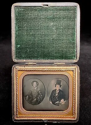 Rare & Unusual 1/6 Plate Daguerreotype - Copy Of Two 1840's Plates In Nice Case • $350