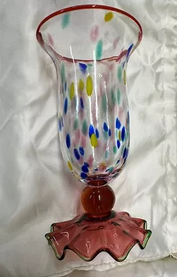 Set Of 2  MacKenzie Childs Art Glass Molten Confetti Ice Tea Goblets- Retired • $135