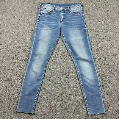 True Religion Jeans Womens 26 (27X27)Blue Light Wash Mid Rise Halle Super Skinny • $38.96