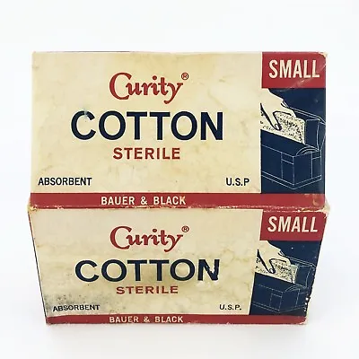 Vintage Curity Cotton Sterile Box KENDALL First Aid Grandma's Medicine Cabinet  • $24.22
