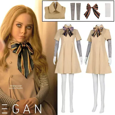 Women Adult Thriller Movie M3GAN Cosplay Megan Dress AI Doll Robot Fancy Costume • $42.29