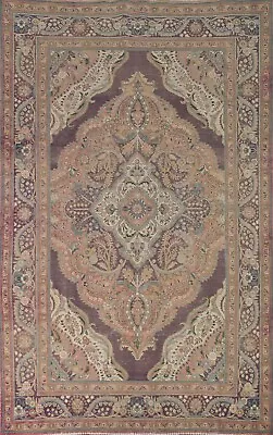 Vintage Muted Traditional Floral Tebriz Area Rug 7'x9' Wool Hand-knotted Carpet  • $1119