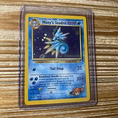 Misty’s Seadra 9/132 Holo Prerelease Gym Heroes NM-Mint 1999 Pokemon Card • $14.95