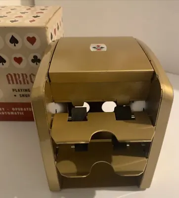 Vintage Arrco Automatic Playing Card Shuffler W/Box GOLD On GOLD SUPER RARE • $71.99