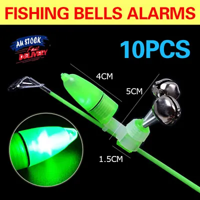 $12.43 • Buy 10PCS Night Fishing Twin Ring Light Bite Alarm Bells LED Outdoor Clip Rod Tip AU