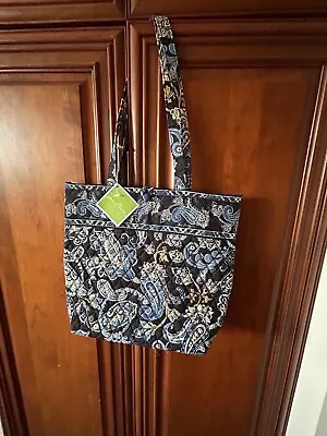 Vera Bradley Quilted Blue Paisley Toggle Tote Bag Pocket Inside NWT • $20