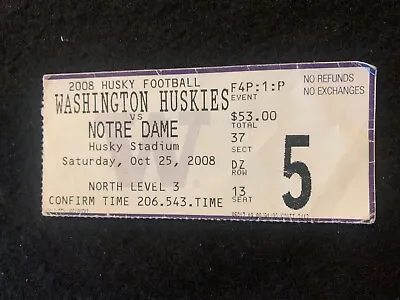 $9.99 • Buy 2008 NCAA Football Ticket Stub Washington Huskies VS Notre Dame Fighting Irish