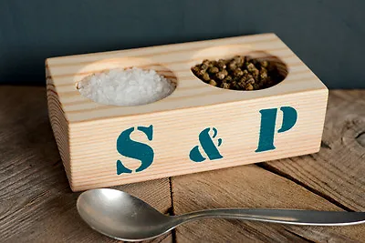 Eco-friendly Salt And Pepper Pinch Pots Handmade From Pine With S & P Stencil • £11.99