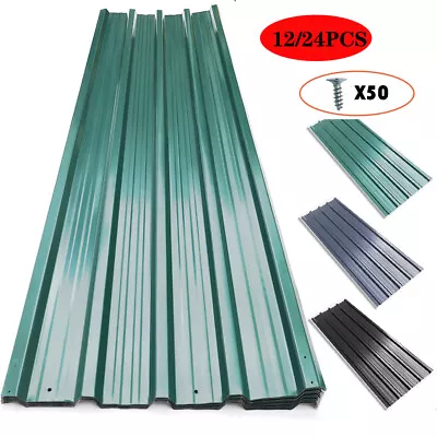 12/24 Roof Sheets Corrugated Garage Carport Shed Metal Roofing Panels W/ Screws • £59.95