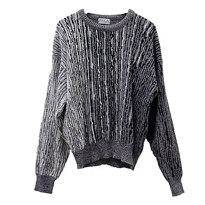 Vintage AREA Textured Sweater Geometric Striped Multicolor Pullover Sweater L • $34.98