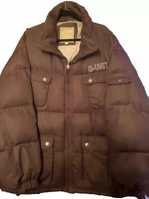 Mens 2XL Brown Zip Jacket Parka 50 Cent Clothing G Unit Heavy Duty Hip Hop • $75.95