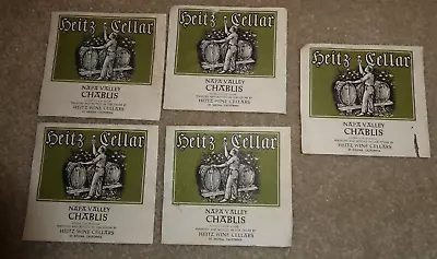 Lot Of 5 Vintage 1970s Heitz Wine Cellars Chablis Bottle Labels • $45