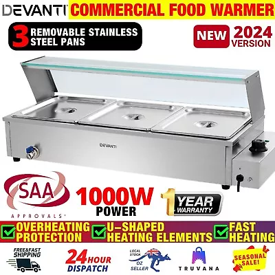 Devanti Commercial Food Warmer Bain Marie Electric Buffet Pan Stainless Steel • $298.97