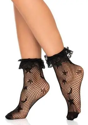$8.88 • Buy Leg Avenue 3048 Galaxy Net Ruffle Ankle Socks
