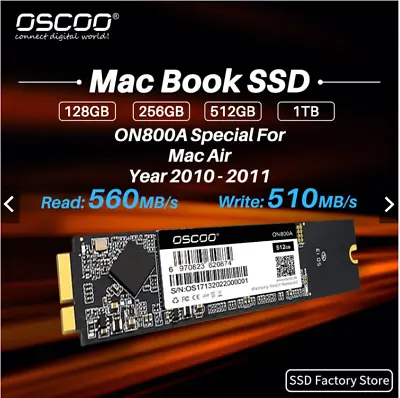 128GB 512GB SSD 12+6pin For MacBook Air 11” A1370 13” A1369 Late 2010 Mid 2011 • $76.98