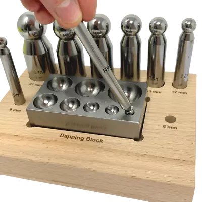 Jewellers Dapping Punch Set 8 Doming Block Shaping Metal Forming Jewellery Tool • £29.99