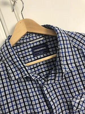 Craghoppers Mens SolarShield Blue Check Shirt Size XL Pockets Cotton Cheesecloth • $31.57