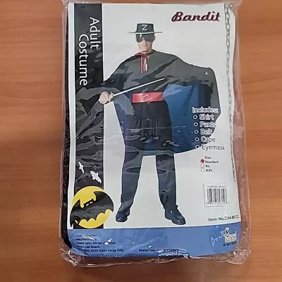 Mens Zorro Costume + Hat Standard Adult Mexican Masked Bandit Outlaw Fancy Dress • $29.95