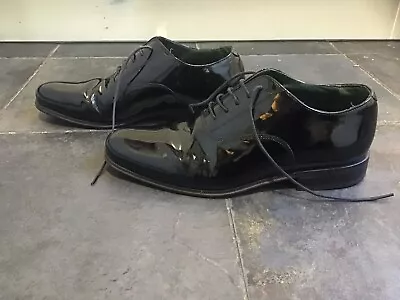 Marks & Spencer P/loved Black Patent Leather Oxford Shoes Size 7 Eu 40.5 • £10