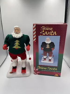 Vintage 2000 Gemmy Skiing Santa Christmas Decor With Box Tested Working • $49.99