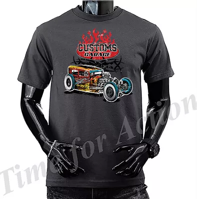 Gustom Garage Hot Rod Custom Vintage Car T-shirt 5XL • $12.99