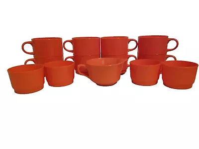 Vintage Melamine Orange Allied Chemical Mid Century Modern MCM 50s 60s Set Of 13 • $35.07