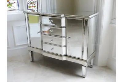 £299.99 • Buy Antique Mirrored Venetian Sideboard With 4 Drawers And 2 Doors, Mirror Cabinet