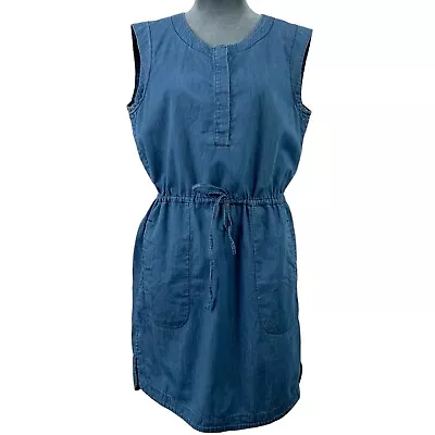 J. Crew Factory Womens Small Sleeveless Chambray Blouson Tie Waist Dress • $11.90