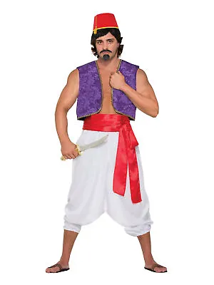 Mens Desert Prince Genie Vest Costume Arab Sultan Sheik Middle East Fancy Dress • £14.63