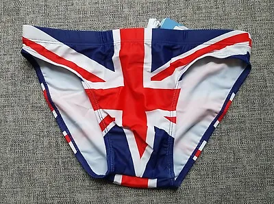 MENS Swimwear Brief Trunks Nylon AUS S 12 75cm/30'' UK Britain Union JackNEW • £19.85