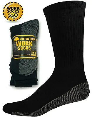 10 Pairs Mens Casual Sports Work Warm Black Socks Winter Cotton Rich Size 6-11 • £9.99
