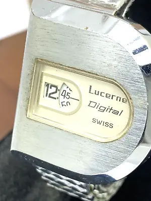 Lucerne Men's Watch Vintage Swiss Manual Digital Wind Jump Hour FOR REPAIR PARTS • $98.97