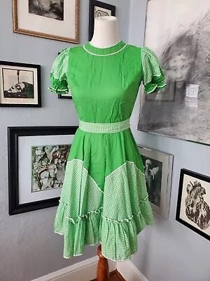 $18 • Buy Handmade Square Dance Dress Full Circle Rockabilly Green & White Small
