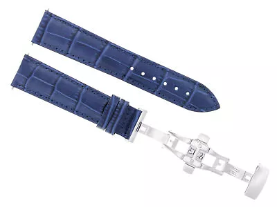 22mm Leather Watch Band Strap For 43mm Maurice Lacroix Pontos Watch + Clasp Blue • $29.95
