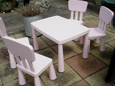 £55 • Buy Mammut Childrens Pink Rectangular Table And 4 Chairs