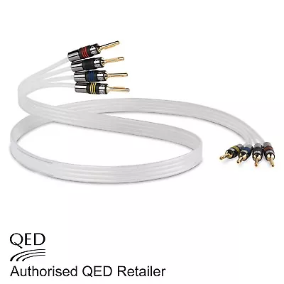 QED Silver Anniversary XT BI-WIRE Cable 4 + 4 AIRLOC Forte Plugs Fitted 1 X 1.5m • £69.95