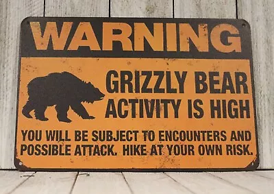 Grizzly Bear Tin Warning Sign National Wildlife Refuge Vintage Rustic Style  Xz • $10.97