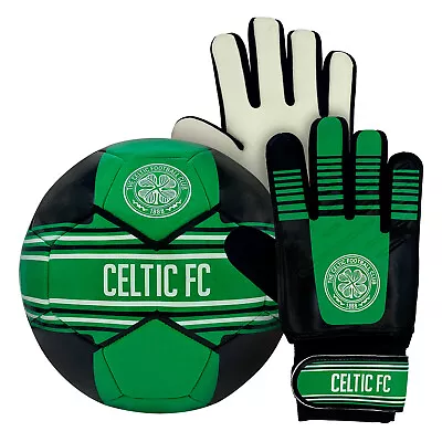 Celtic FC Junior Size 4 Football & Goalkeeper Goalie Gloves Set OFFICIAL Gift • £19.99