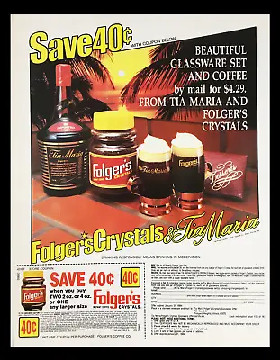 1984 Folgers Crystals & Tia Maria Circular Coupon Advertisement • $30.49