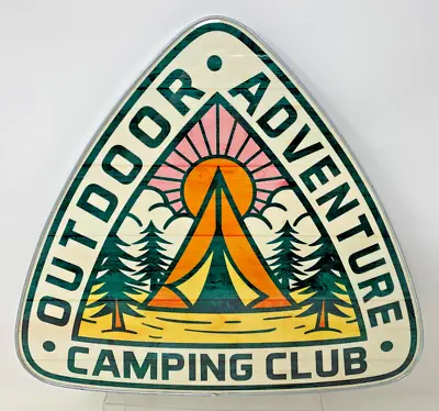 OUTDOOR ADVENTURE CAMPING CLUB Ashland Wooden Hanging Sign W/Metal Edging 14x16  • $19.99