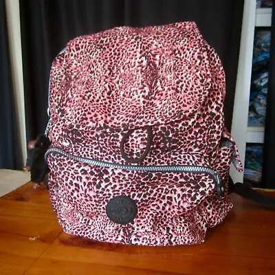 £94.56 • Buy Kipling City Pack Backpack Pink Cheetah Print Pockets Ladies Travel Rare OOP 
