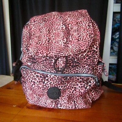 £94.56 • Buy Kipling City Pack Backpack Pink Cheetah Print Pockets Ladies Travel Rare OOP 