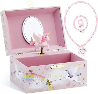 Musical Jewelry Glitter Storage Box And Jewelry Set For Little Girls With Spinni • $20.91