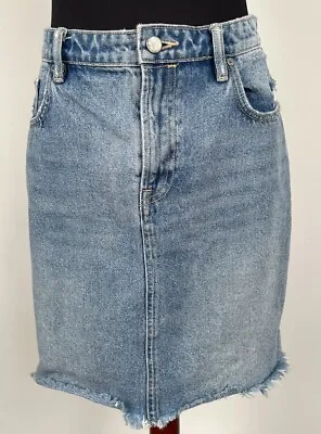 All Saints Kim High Rise High Waist Distressed Denim Cutoff Mini Skirt Size 10 • $56.75