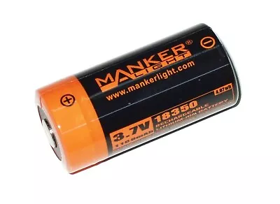 New Manker 18350 (1100mAh) 3.7V (15A) Button Top Rechargeable Battery • £19.19