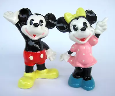 Walt Disney Mickey And Minnie Mouse Vintage Ceramic Figurines Japan 4'' Cake Top • $15