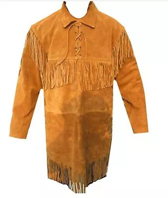 Classyak Western Leather Long Coat Fringed Premiere Suede Leather • $145
