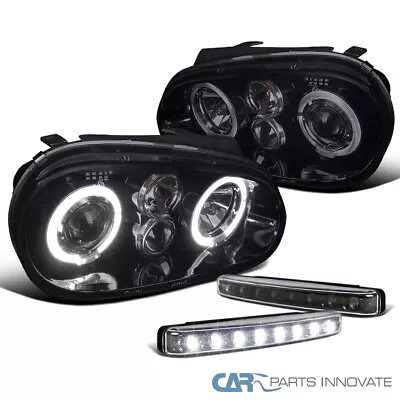 Glossy Black For 99-06 Golf GTI R32 Mk4 Smoke Halo Projector Headlights+LED • $133.95